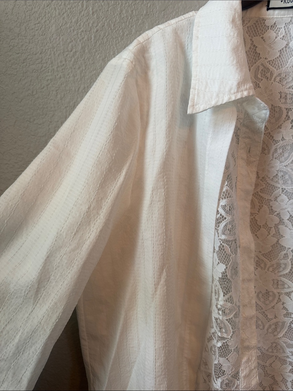 KUOSE White Lace Button-Up Blouse - Picture 5 of 8